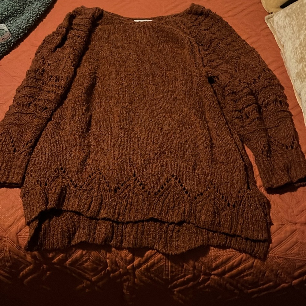 Anthropologie PILCRO Brick Red Oversized Sweater